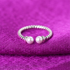 Pearl & Silver-Plated End Open Ring