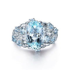 Light Blue Crystal & cubic zirconia Prong-Set Ring - streetregion