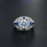 Blue & White Crystal Milgrain-Edge Ring - streetregion