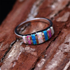 Blue & Purple Opal & Silver-Plated Bar Band - streetregion