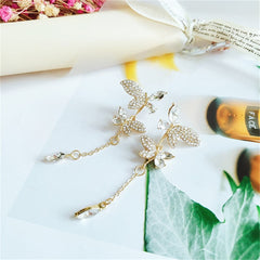 Crystal & Cubic Zirconia Butterfly Drop Earrings