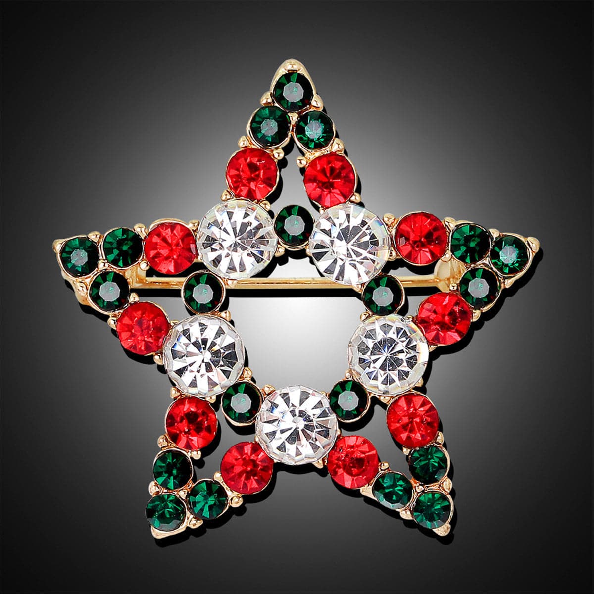 Cubic Zirconia and 18K Gold-Plated Hollow Star Brooch, gold brooch pin, botanical inspired, styled look