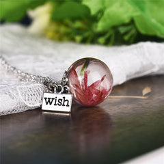 Delphinium & Silver-Plated 'Wish' Pendant Necklace