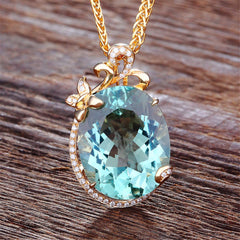 Light Green Crystal & cubic zirconia Butterfly Pendant Necklace - streetregion