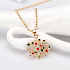 Cubic Zirconia & 18K Gold-Plated Christmas Branch Pendant Necklace
