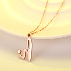 Cubic Zirconia & 18K Rose Gold-Plated 'H' Pendant Necklace