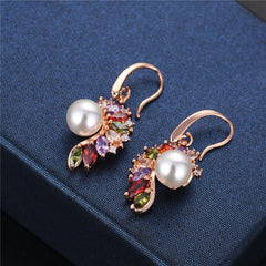 Cultured Pearl & Cubic Zirconia Butterfly-Wing Drop Earrings - streetregion