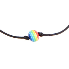 Rainbow & Black Adjustable Beaded Anklet