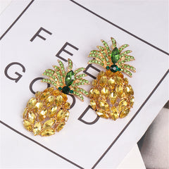 Yellow Crystal & Cubic Zirconia Pineapple Drop Earrings