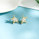 Pearl & 18K Gold-Plated Star Filigree Stud Earrings