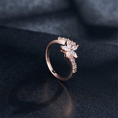 Crystal & Cubic Zirconia Clover Ring