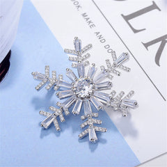 Cubic Zirconia & Crystal Silver-Plated Snowflake Brooch