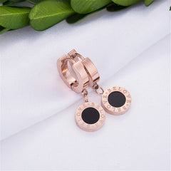 Black & 18K Rose Gold-Plated Huggie Earrings