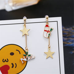 White & 'Noel' Snowman Drop Earrings