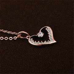 Cubic Zirconia & 18K Rose Gold-Plated Hollow Heart Pendant Necklace