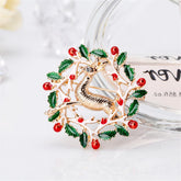 Cubic Zirconia & 18K Gold-Plated Deer & Branch Brooch