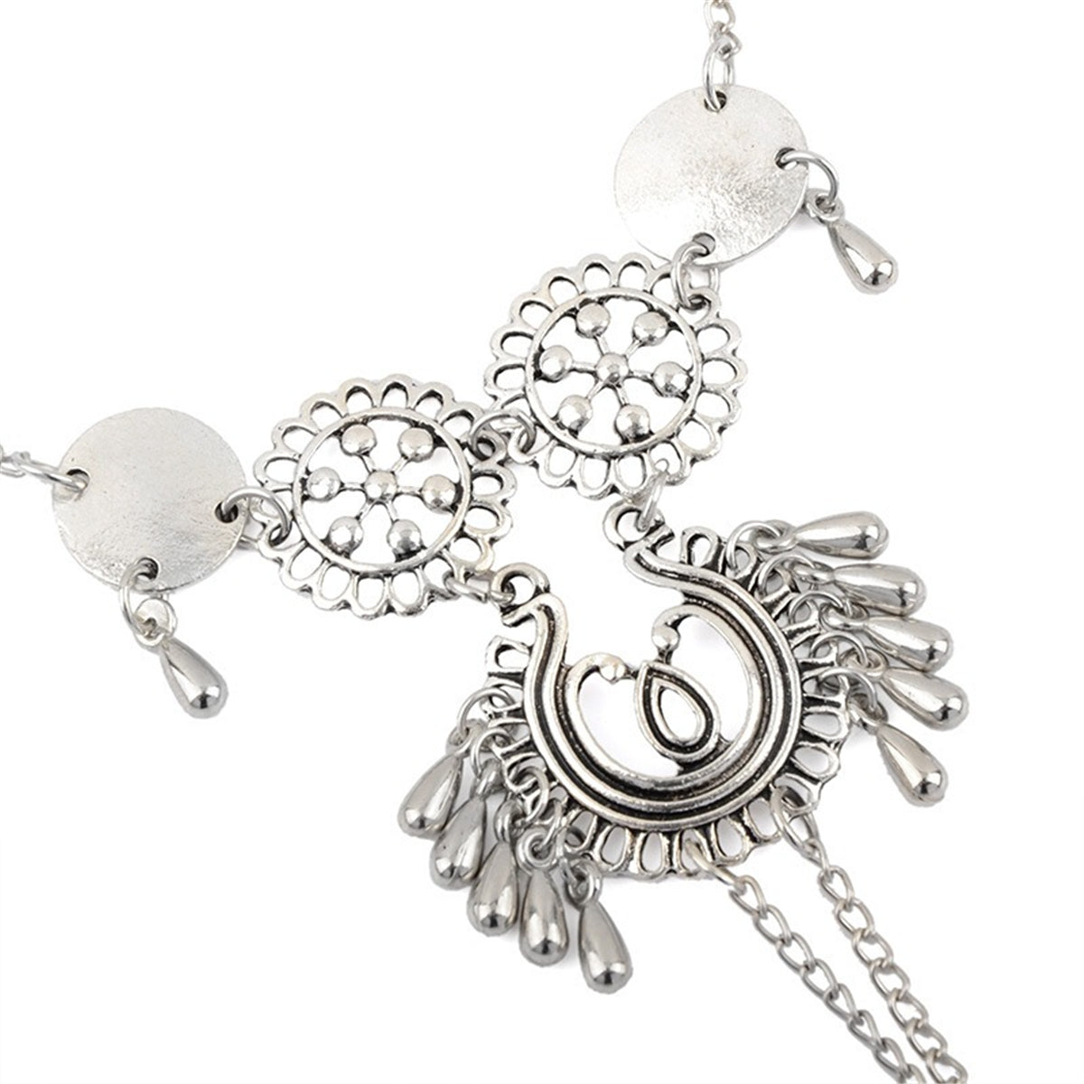 Silver-Plated Owl Ankle-To-Toe Ring Anklet, silver statement rings for women, dainty minimalist design, detail close-up