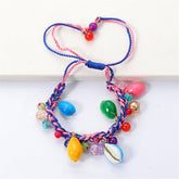 Jewel-Tone & Shell Braided Adjustable Bracelet