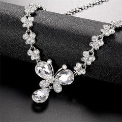 Crystal & Cubic Zirconia Butterfly Drop Earrings & Necklace Set