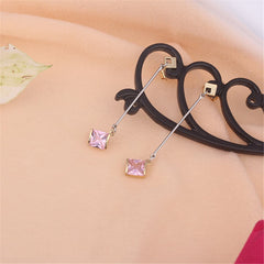 Princess Crystal & Two-Tone Drop Earrings - streetregion