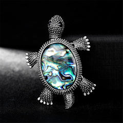Abalone Shell & Silver-Plated Turtle Brooch - streetregion
