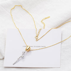 Silver-Plated & 18k Gold-Plated Rose Pendant Necklace - streetregion