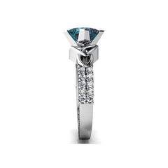 Blue cubic zirconia & Crystal Princess-Cut Ring - streetregion