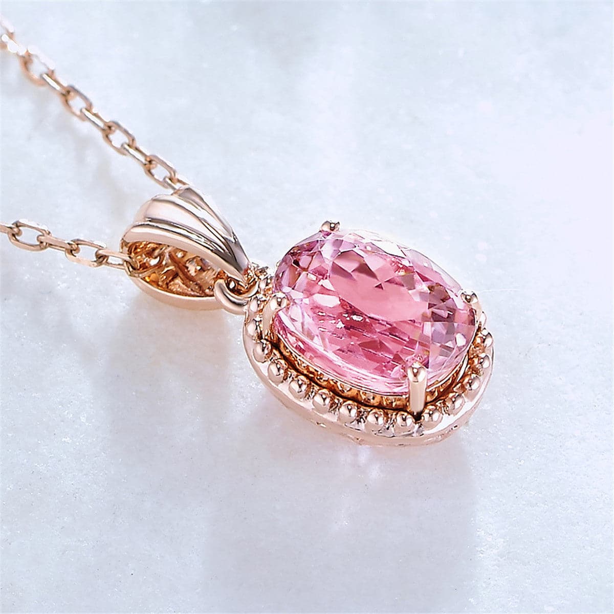 Pink Jasper and Rose Gold-Plated Oval-Cut Pendant Necklace, rose gold pendant necklace for women, styled look