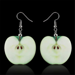 Green Acrylic & Silver-Plated Apple Drop Earrings