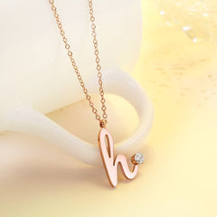 Cubic Zirconia & 18K Rose Gold-Plated 'H' Pendant Necklace