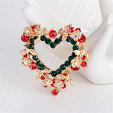 Red & Green cubic zirconia & 18k Gold-Plated Wreath Brooch - streetregion