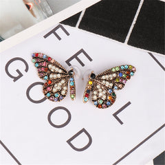 Multicolor Cubic Zirconia & 18K Gold-Plated Butterfly Stud Earrings