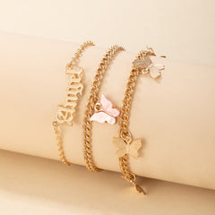 Acrylic & 18K Gold-Plated 'Angel' Butterfly Station Anklet Set