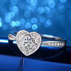 cubic zirconia & Silver-Plated Heart Ring - streetregion