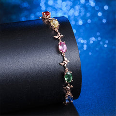 Green Crystal & 18K Rose Gold-Plated Butterfly Charm Bracelet