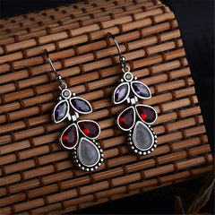 Red & Purple Crystal & Opal Teardrop Earrings - streetregion