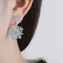 cubic zirconia & Silver-Plated Star Under Moon Drop Earrings - streetregion