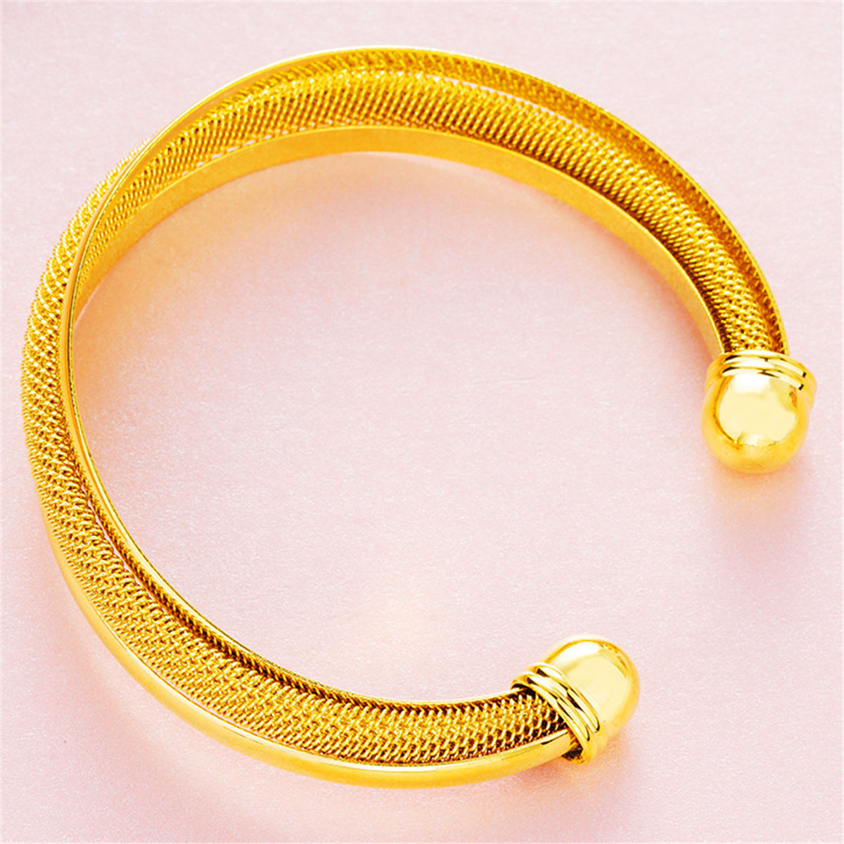 18K Gold-Plated Web Capped Cuff, gold bracelet for women, vintage-inspired design, styled look