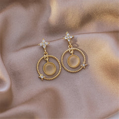 Cubic Zirconia & Cat's Eye Star Drop Earrings