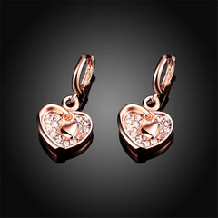 Cubic Zirconia & Rose Goldtone Heart Dangle Earrings - streetregion
