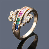 Rainbow Crystal & Cubic Zirconia Rattan Ring