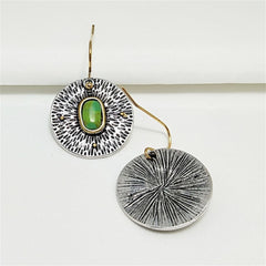 Green Resin & Two-Tone Circle Drop Earrings