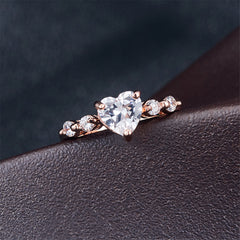Cubic Zirconia & 18K Rose Gold-Plated Central Heart Ring