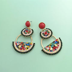 Red & Blue Crystal & Cubic Zirconia Watermelon Drop Earrings
