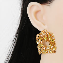 Champagne Crystal & Cubic Zirconia Square Statement Earrings