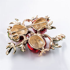 Red & Green 18K Gold-Plated Pomegranate Brooch