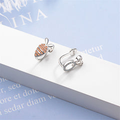 Orange Cubic Zirconia & Silver-Plated Radish Rabbit Asymmetrical Stud Earrings