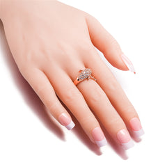 Cubic Zirconia & 18K Rose Gold-Plated Pavé Dolphin Ring