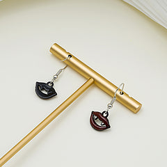 Red & Black Vampire Fangs Drop Earrings
