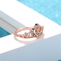 Crystal & Cubic Zirconia 18K Rose Gold-Plated Crown Ring